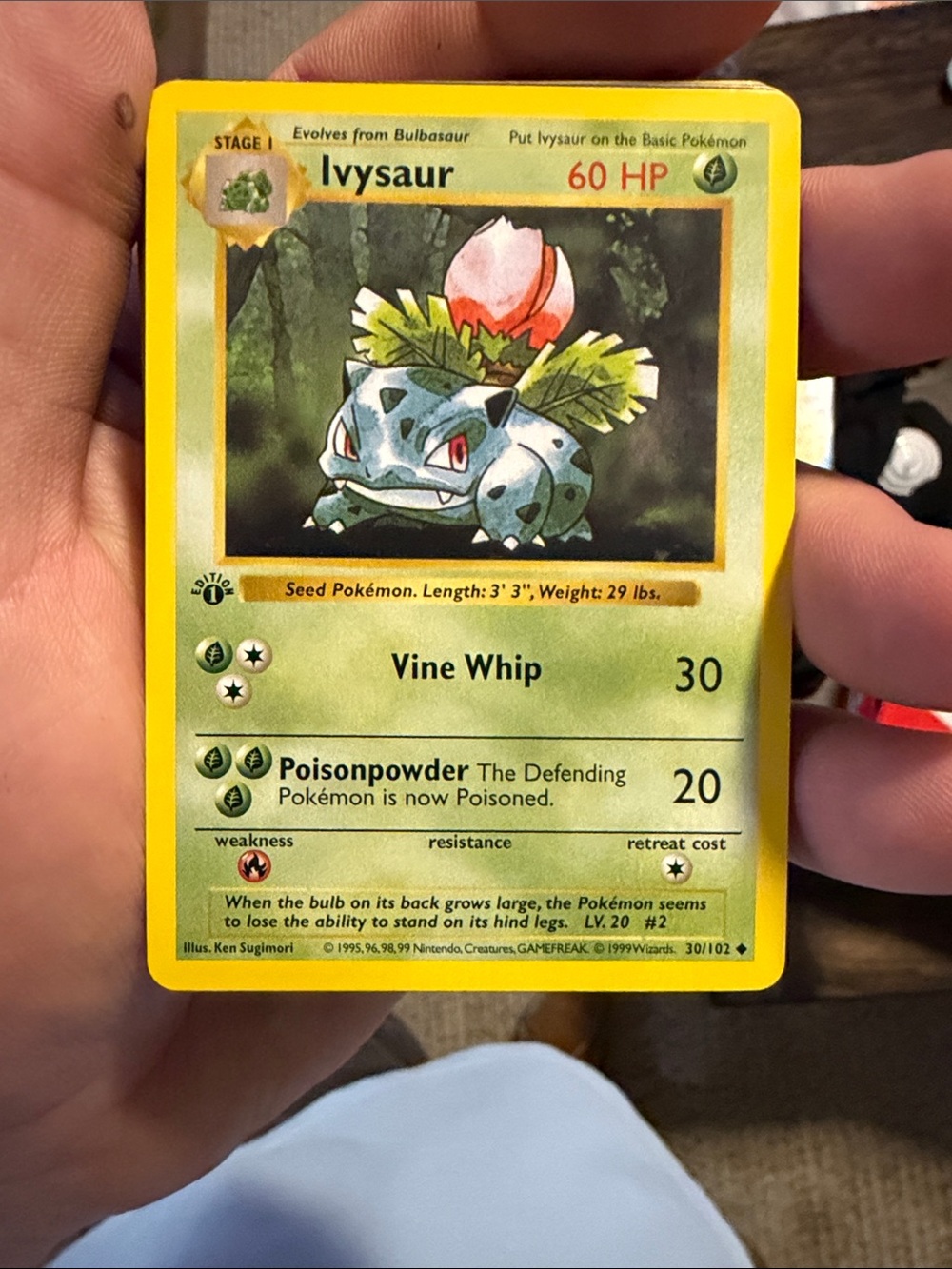 Pokemon Ivysaur Card — Yellow and Green